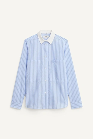 Рубашка с полосками LIMITED EDITION с контрастным воротником- Заказать в России