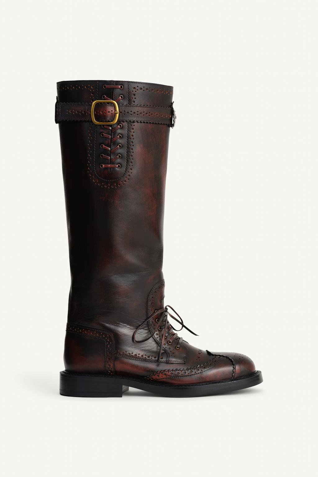 Кожаные ботинки до колена limited edition в стиле броги
