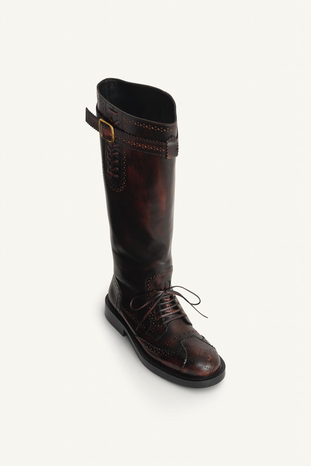 Кожаные ботинки до колена limited edition в стиле броги
