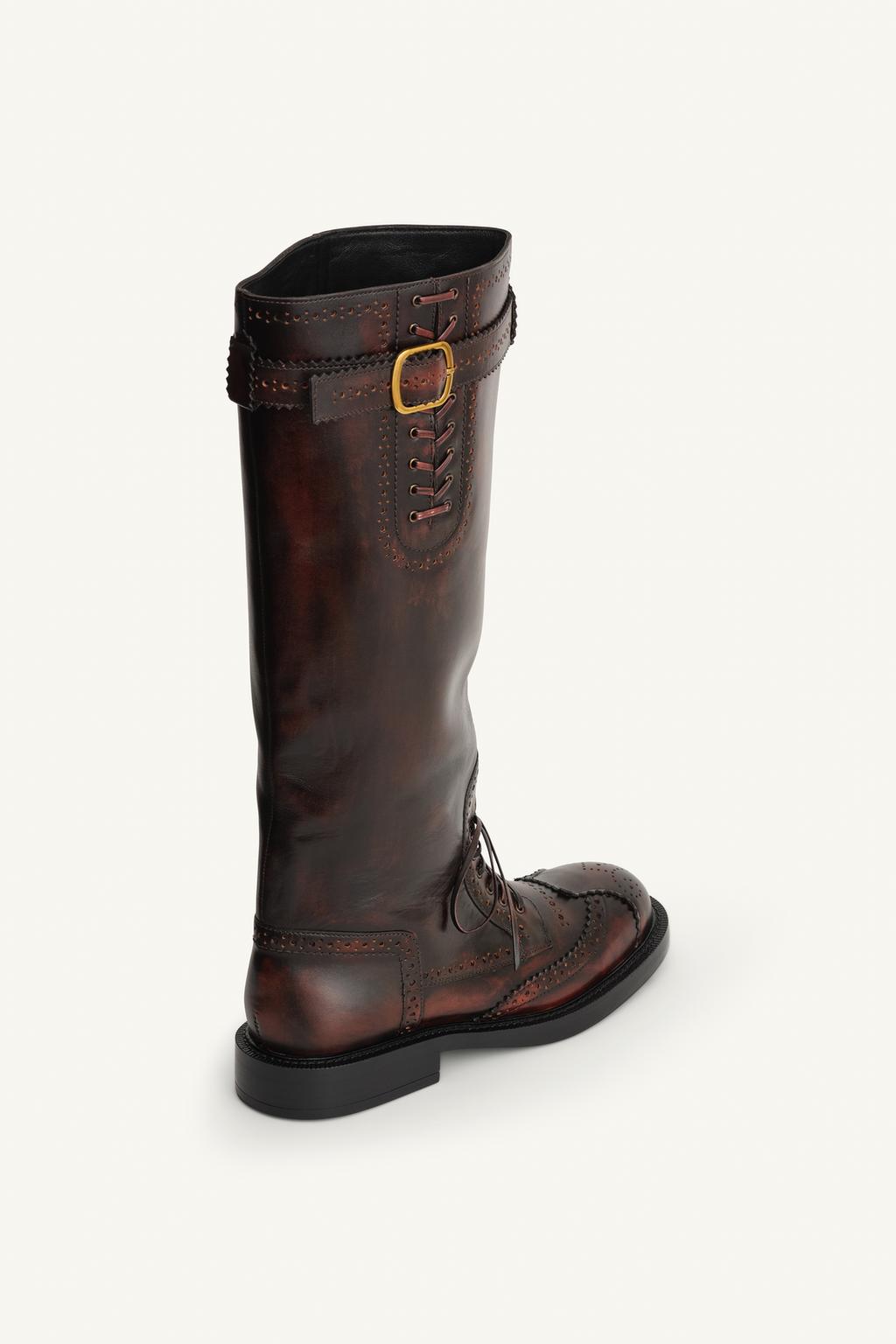 Кожаные ботинки до колена limited edition в стиле броги