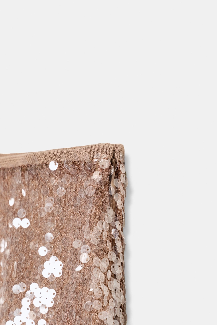 Юбка-мини с пайетками и кружевом