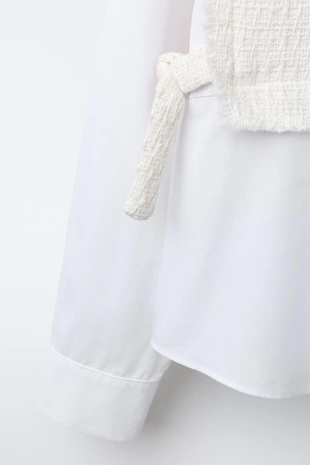 Однотонная рубашка с контрастным жилетом и бантами- Заказать в России