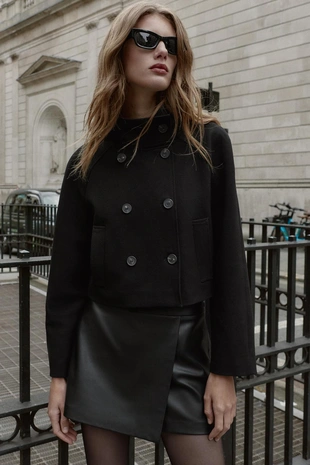 Юбка-шорты из искусственной кожи с запáхом- Заказать в России