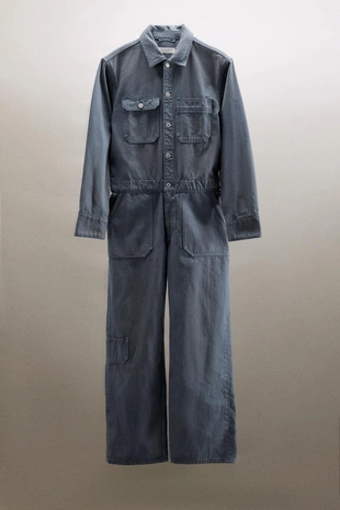 Купить Zara Джинсовый комбинезон с эффектом потертости TRF