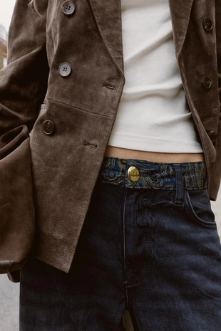 Джинсы Z1975 со средней посадкой и жаккардовым поясом- Заказать в России