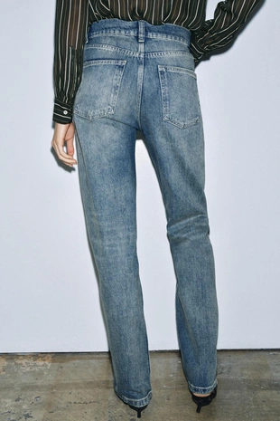 Mid-blue | 9632/266/427 - Zara Джинсы ZW COLLECTION прямого кроя с высокой посадкой