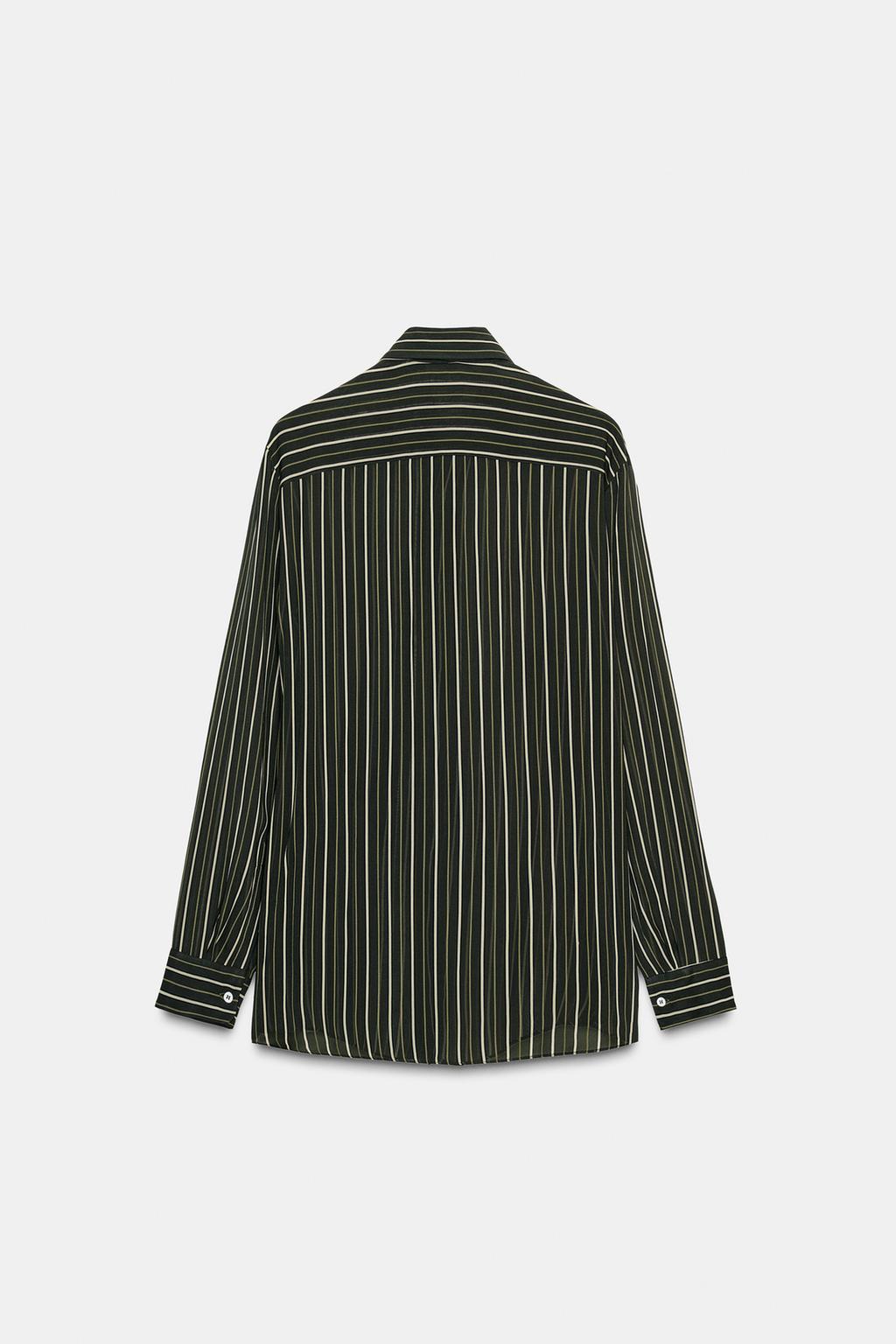 СТРУЯЩАЯСЯ РУБАШКА В ПОЛОСКУ С ГАЛСТУКОМ — ZW COLLECTION