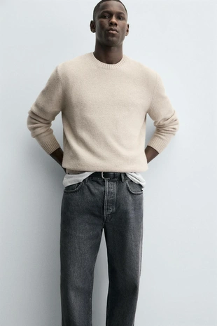 Свитер классического кроя из смесовой шерсти- Заказать в России