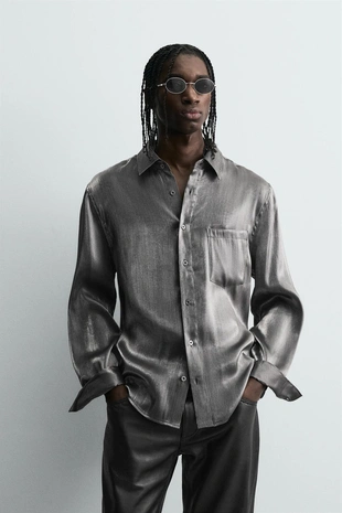 Сверкающая рубашка струящегося покроя- Заказать в России