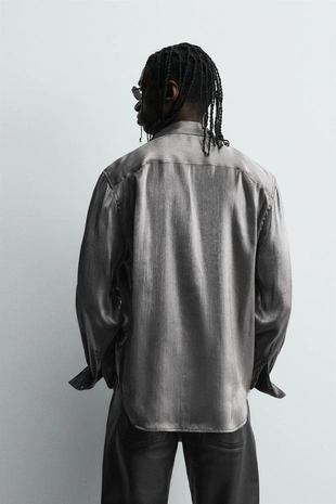 Сверкающая рубашка струящегося покроя- Заказать в России