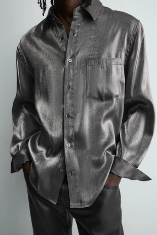 Сверкающая рубашка струящегося покроя- Заказать в России