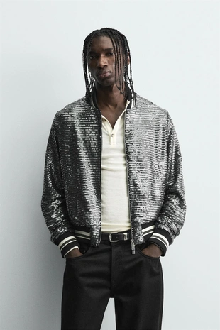 Бомбер с пайетками- Заказать в России