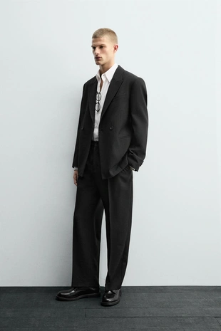 Двубортный костюмный блейзер из 100% шерсти- Заказать в России