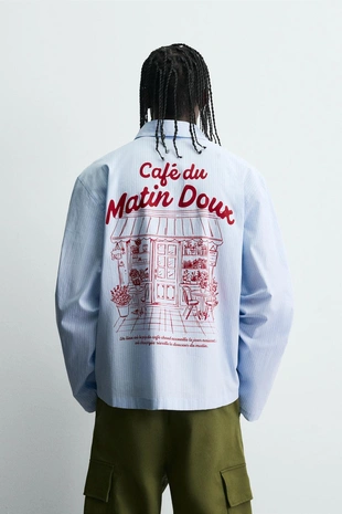 Рубашка в полоску с графическим принтом- Заказать в России