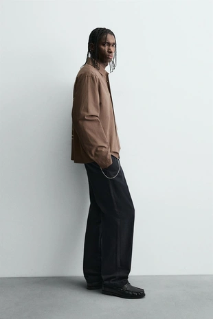 Рубашка в полоску с графическим принтом- Заказать в России