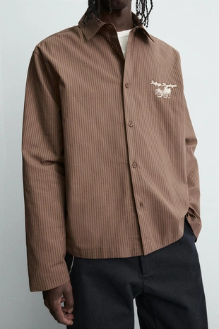 Рубашка в полоску с графическим принтом- Заказать в России