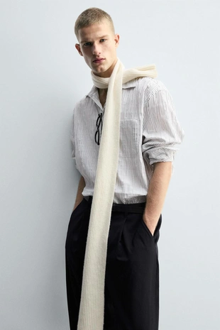 Жаккардовая рубашка в неравномерную полоску- Заказать в России