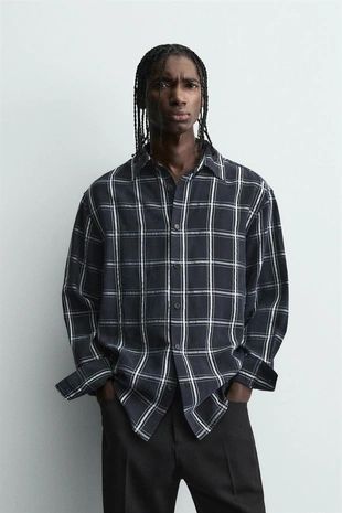 Купить Zara Рубашка струящегося покроя в клетку