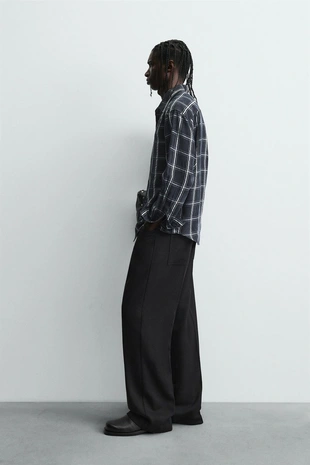 Рубашка струящегося покроя в клетку- Заказать в России