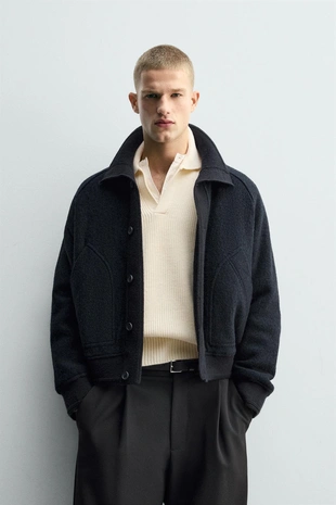 Куртка с воротником и рубчиком- Заказать в России