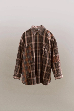 Рубашка FLUID CHECK с нашивками- Заказать в России