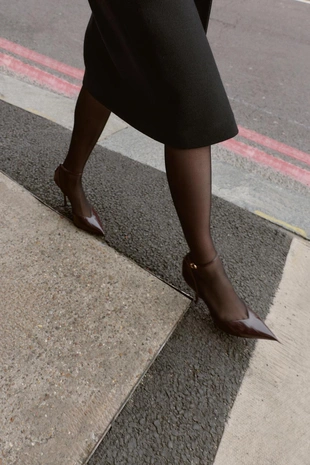 Burgundy Red | 2239/610/022 - Zara Лакированные туфли-мюли с ремешками