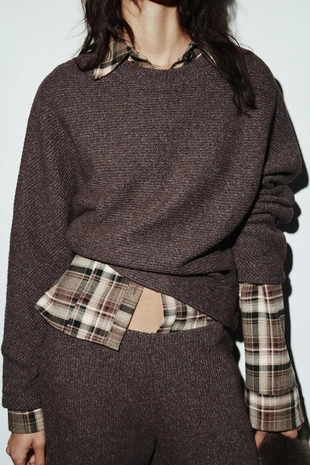 Brown marl | 6050/824/724 - Zara Мягкая толстовка с длинным рукавом