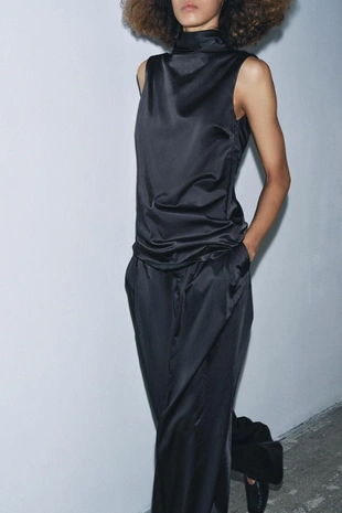 Атласные брюки с защипами — ZW COLLECTION- Заказать в России