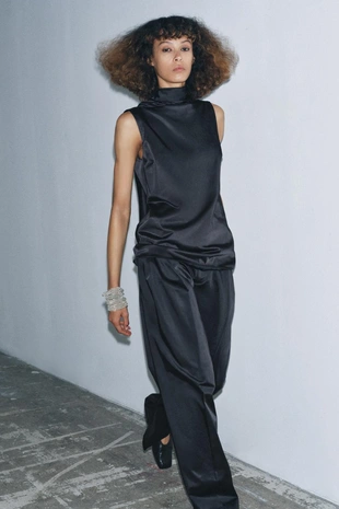 Атласные брюки с защипами — ZW COLLECTION- Заказать в России