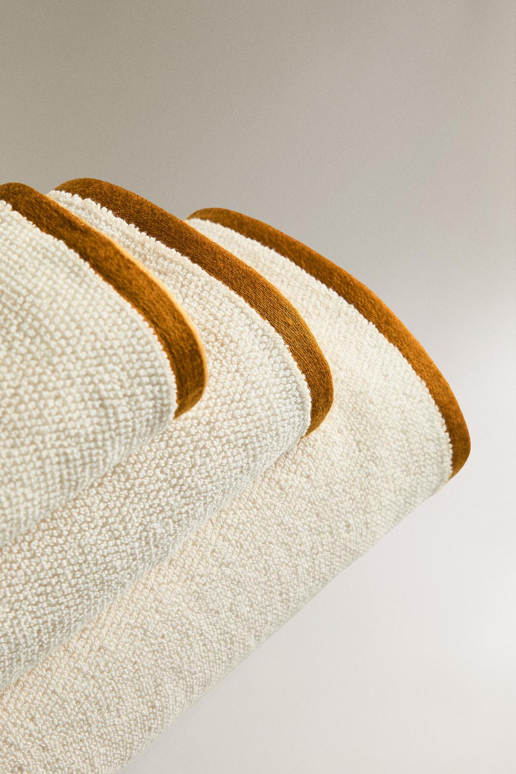 Полотенце для ванны rice stitch с цветной каймой