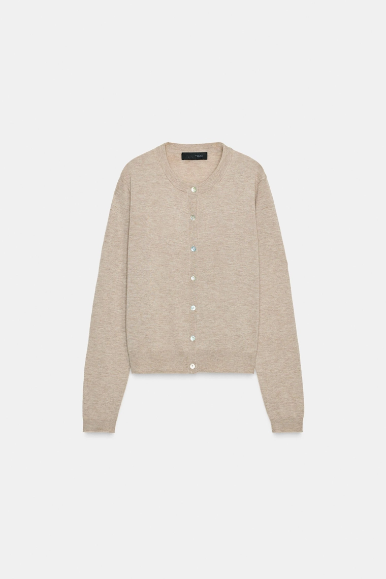 Кардиган из шерстяно-микроволоконной смеси с длинными рукавами