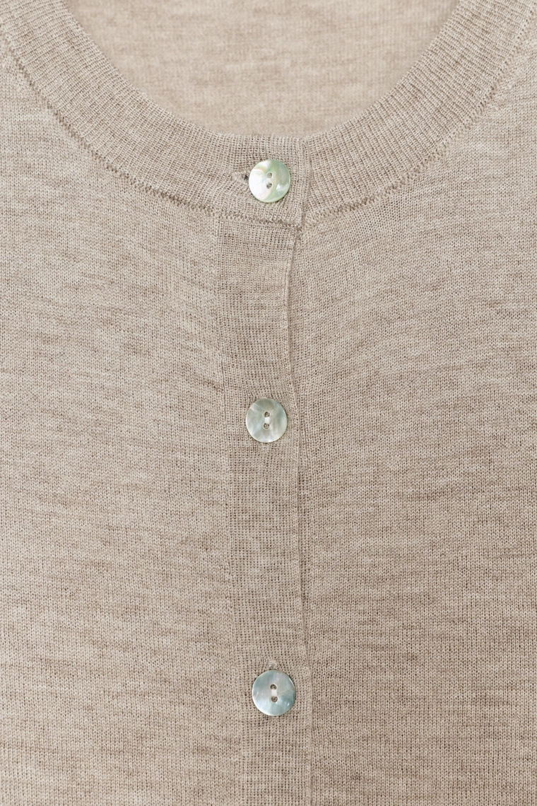 Кардиган из шерстяно-микроволоконной смеси с длинными рукавами