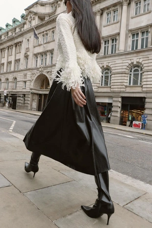 Юбка миди с искусственным кожаным поясом- Заказать в России