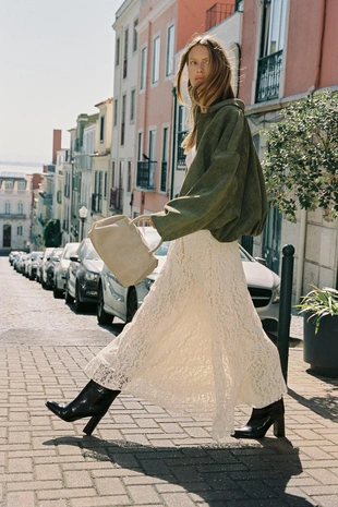 Купить Zara Юбка миди с цепочным ремнем