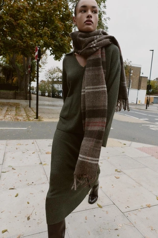 Green marl | 1509/117/524 - Zara Юбка миди из мягкого трикотажа