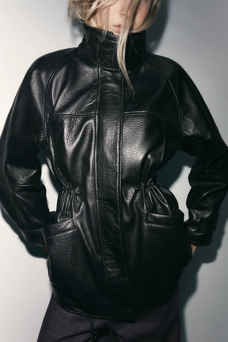 Куртка из 100% кожи с регулируемой талией