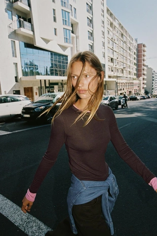 Купить Zara Футболка с двойным контрастом