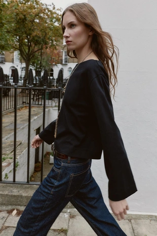 Купить Zara Футболка с вырезом «лодочка»