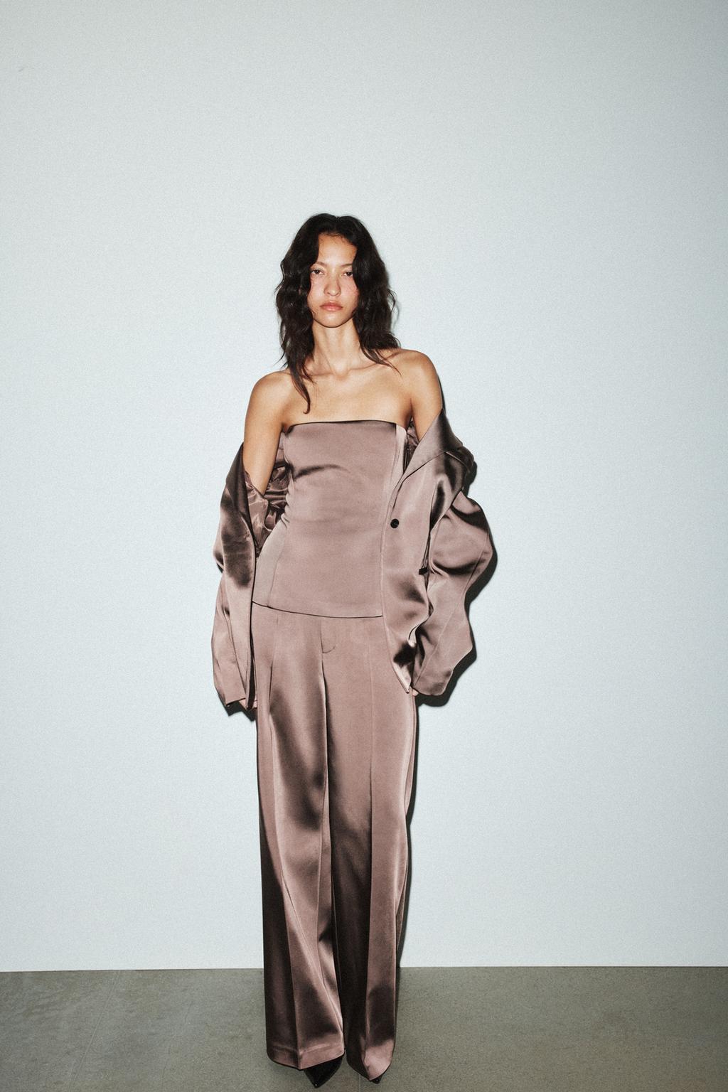 HIGH-WAIST SATIN TROUSERS