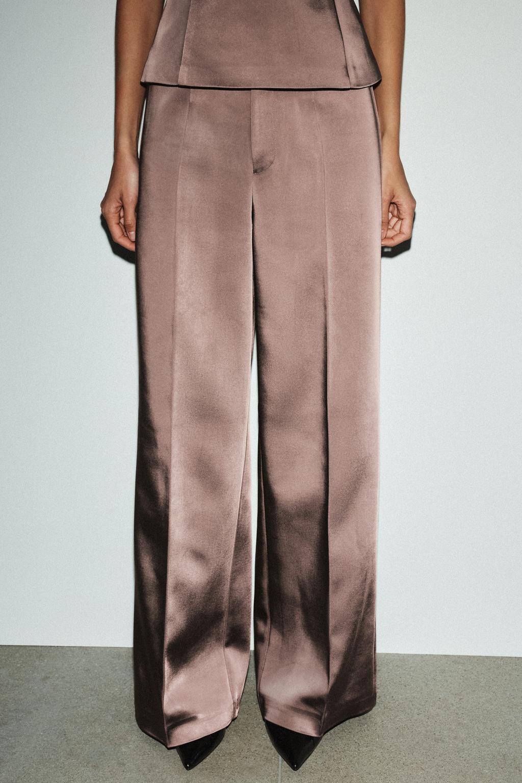 HIGH-WAIST SATIN TROUSERS