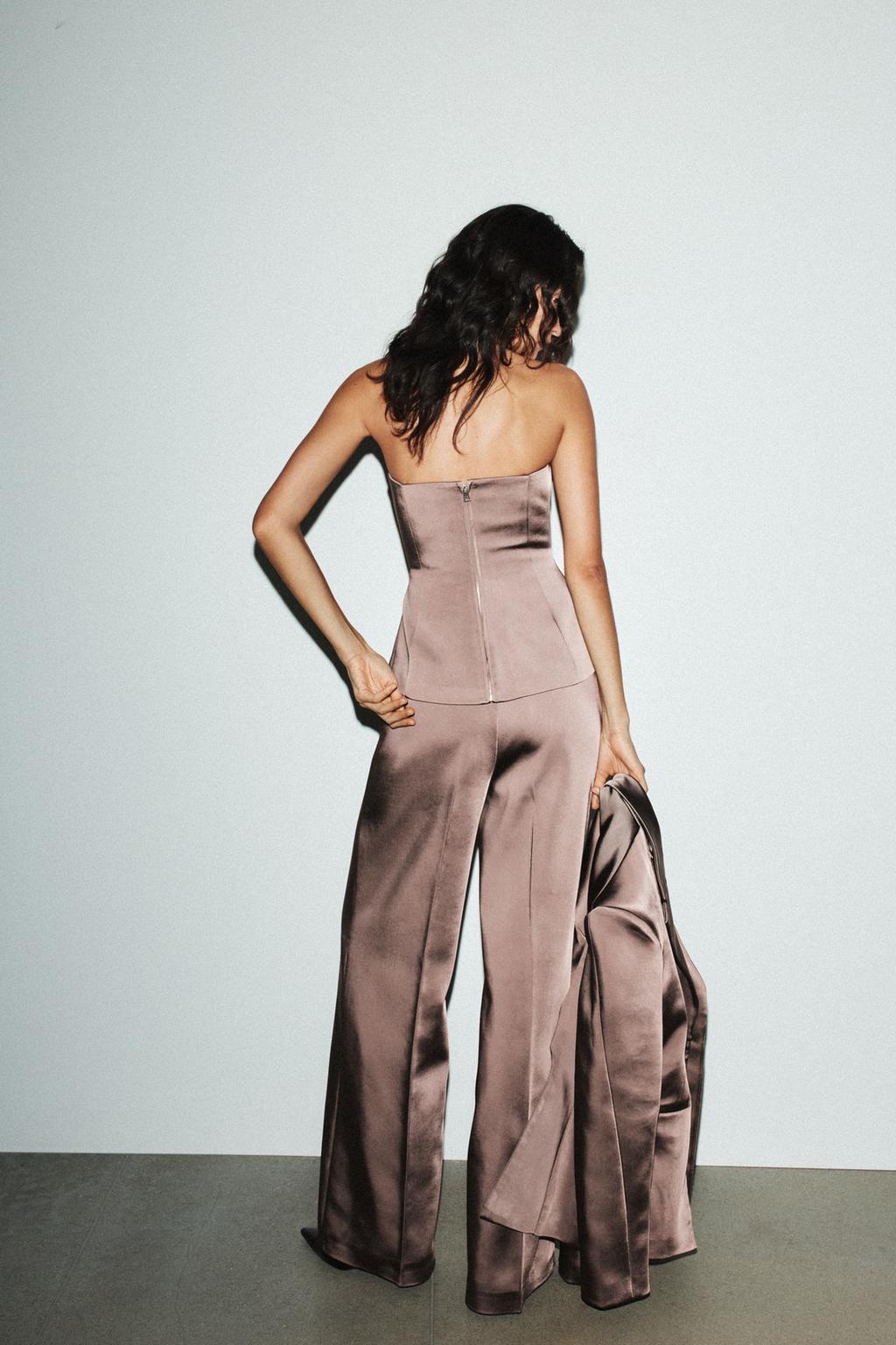 HIGH-WAIST SATIN TROUSERS