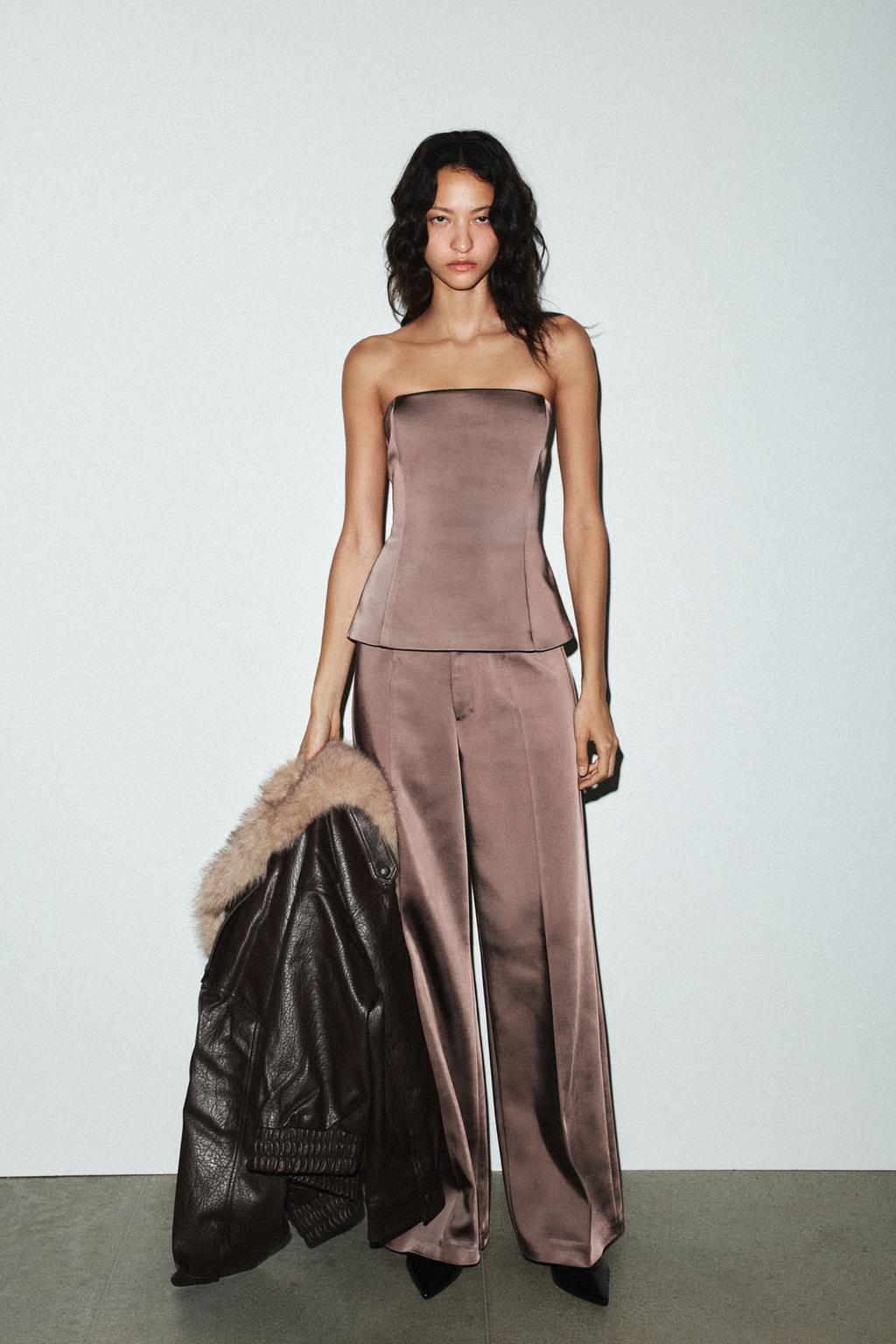 HIGH-WAIST SATIN TROUSERS