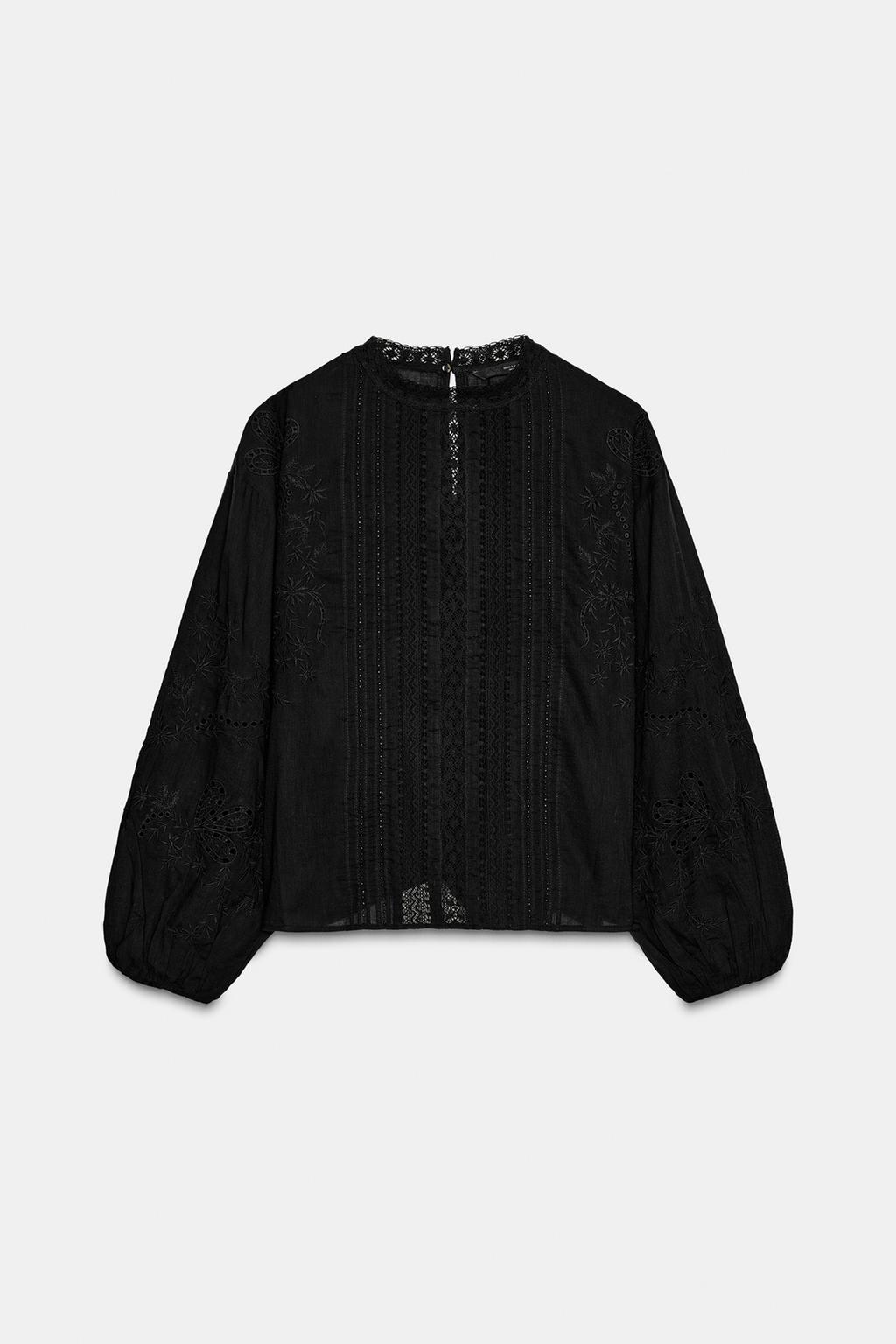 РУБАШКА С ВЫШИВКОЙ И КРУЖЕВОМ — ZW COLLECTION