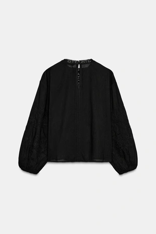 Рубашка с вышивкой и кружевом — ZW COLLECTION- Заказать в России