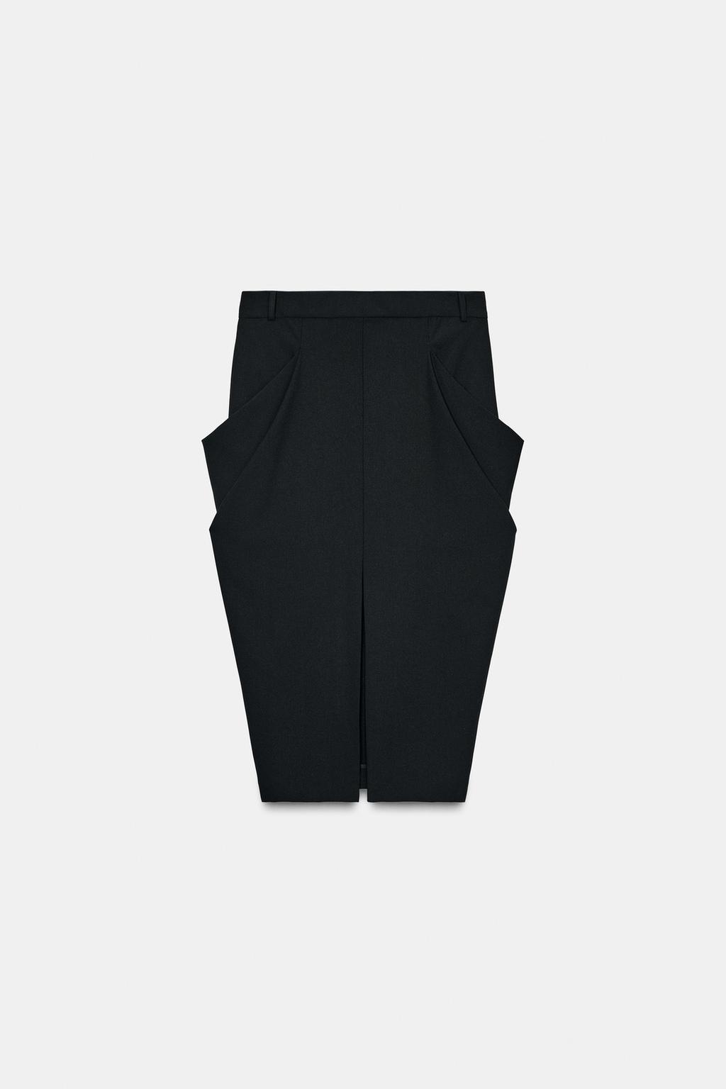 ЮБКА МИДИ С ДРАПИРОВАННЫМИ КАРМАНАМИ — ZW COLLECTION
