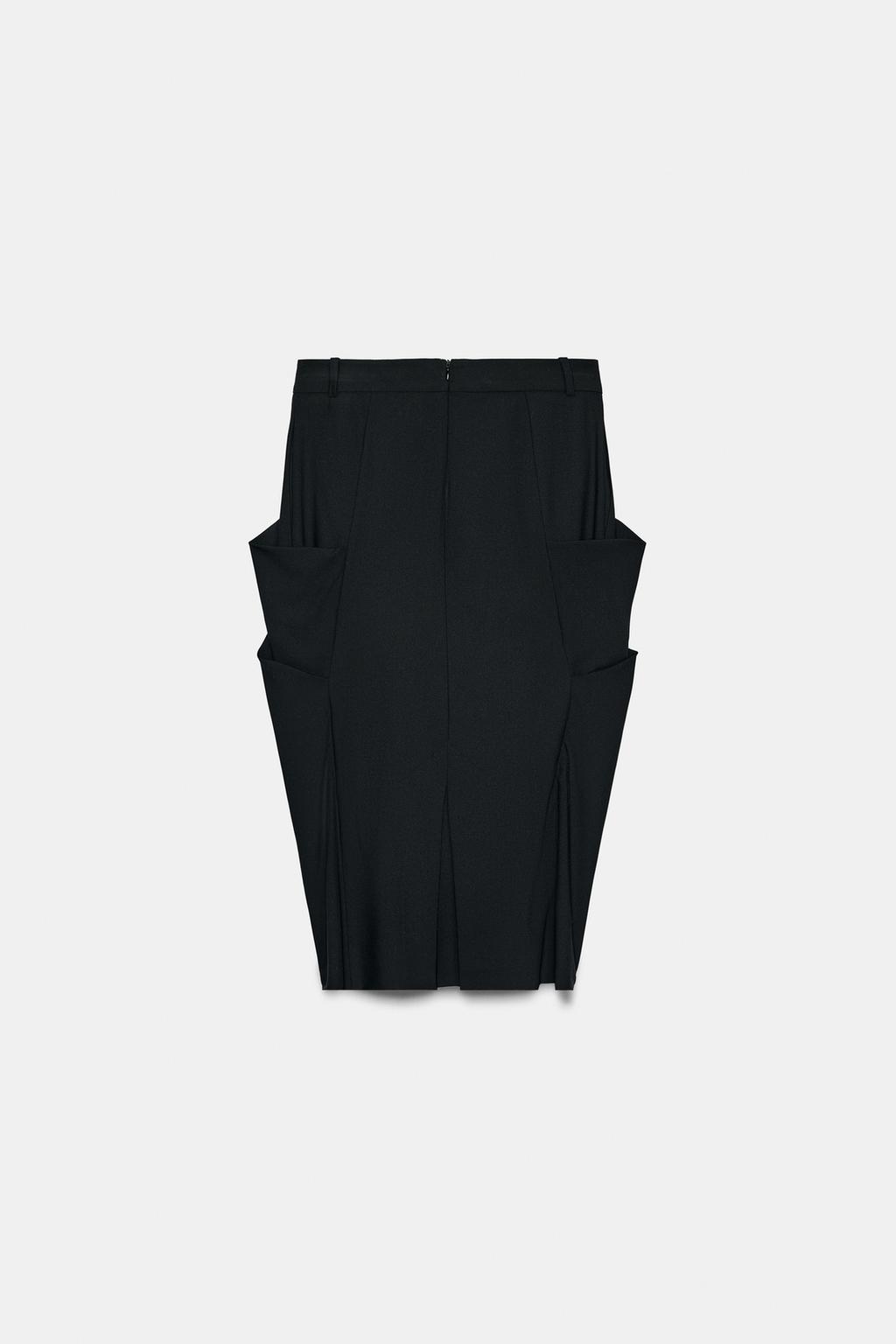 ЮБКА МИДИ С ДРАПИРОВАННЫМИ КАРМАНАМИ — ZW COLLECTION