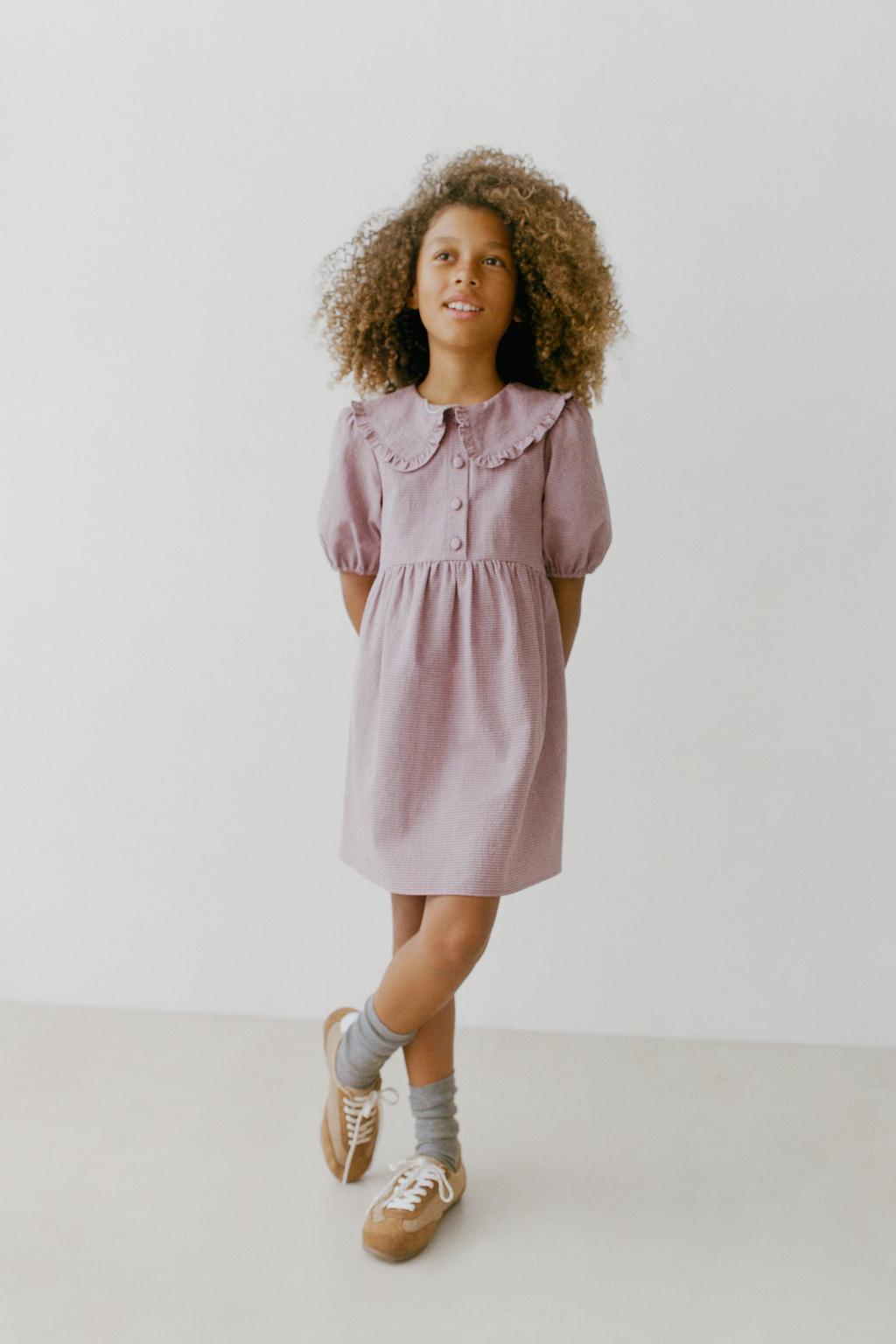 ПЛАТЬЕ В КЛЕТКУ ВИШИ С КРУГЛЫМ ВОРОТНИКОМ