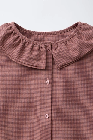 Рубашка в клетку виши с двойным воротником- Заказать в России