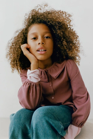 Рубашка в клетку виши с двойным воротником- Заказать в России