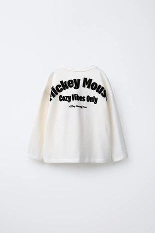 Ecru | 0377/965/712 - Zara Футболка среднего веса с вышивкой «микки маус» © DISNEY